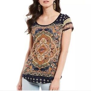 Lucky Brand Persian Carpet Print Tee Cotton Blend T-Shirt Plus Size 3x